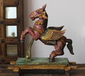 Handcrafted Wooden Winged Horse Sculpture – Vintage Antique Finish