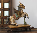 Handcrafted Wooden Winged Horse Sculpture – Vintage Antique Finish