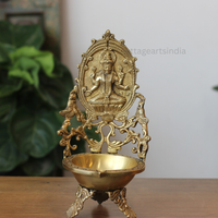 Handcrafted Brass Goddess Lakshmi Urli with Peacock Design