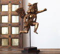 Handcrafted Wooden Angel Sculpture on Stand – Vintage Antique Finish