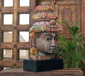 Handcrafted Wooden Lord Vishnu Head Sculpture – Vintage Antique Finish