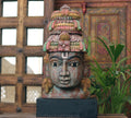 Handcrafted Wooden Lord Vishnu Head Sculpture – Vintage Antique Finish