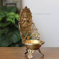 Handcrafted Brass Goddess Lakshmi Urli with Peacock Design