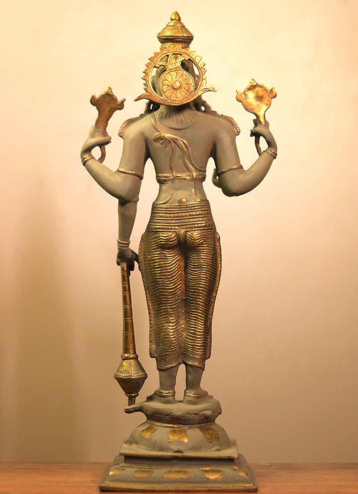 Brass Vishnu Rustic  Finish 21"