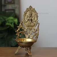 Handcrafted Brass Goddess Lakshmi Urli with Peacock Design
