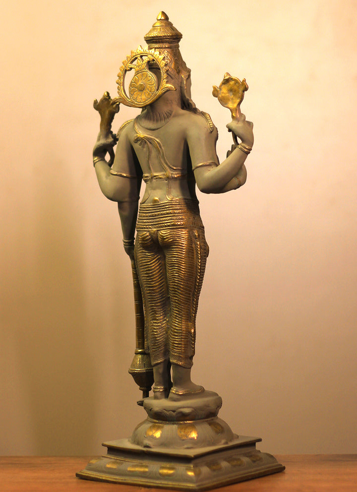 Brass Vishnu Rustic  Finish 21"
