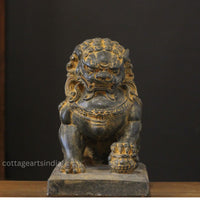 Handcrafted Stone Fu Dog – Chinese Guardian Lion Sculpture-Pair