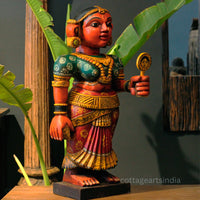 Karnataka Heritage Chikku Sculpture in Handcrafted Mahogany Wood