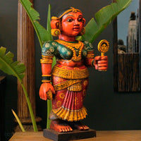 Karnataka Heritage Chikku Sculpture in Handcrafted Mahogany Wood