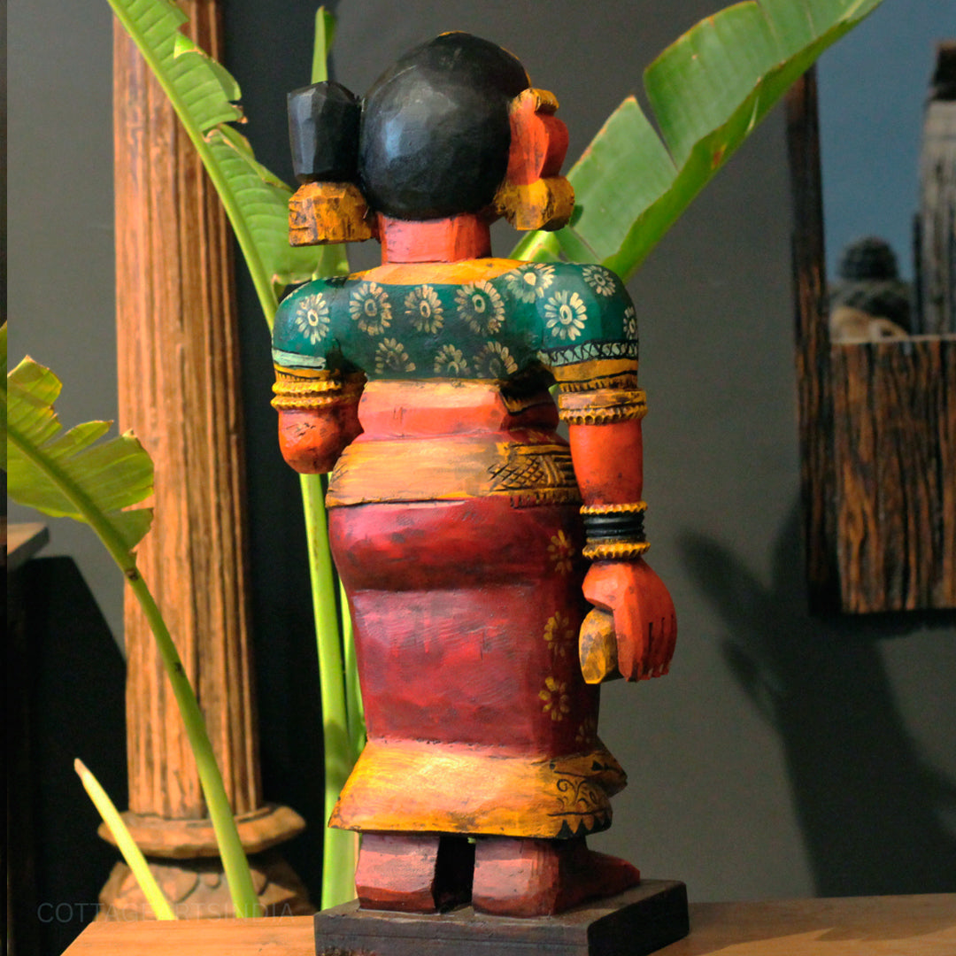 Karnataka Heritage Chikku Sculpture in Handcrafted Mahogany Wood