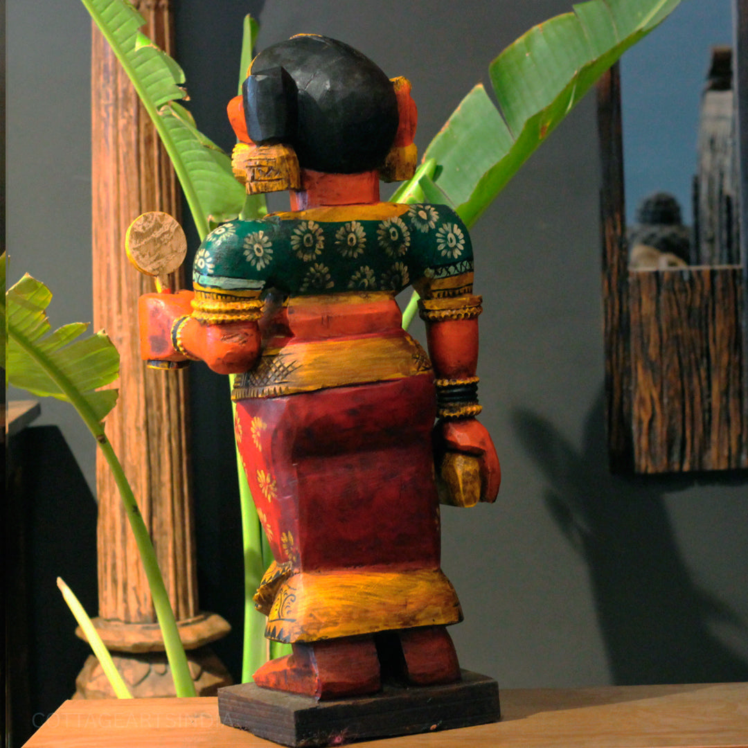 Karnataka Heritage Chikku Sculpture in Handcrafted Mahogany Wood