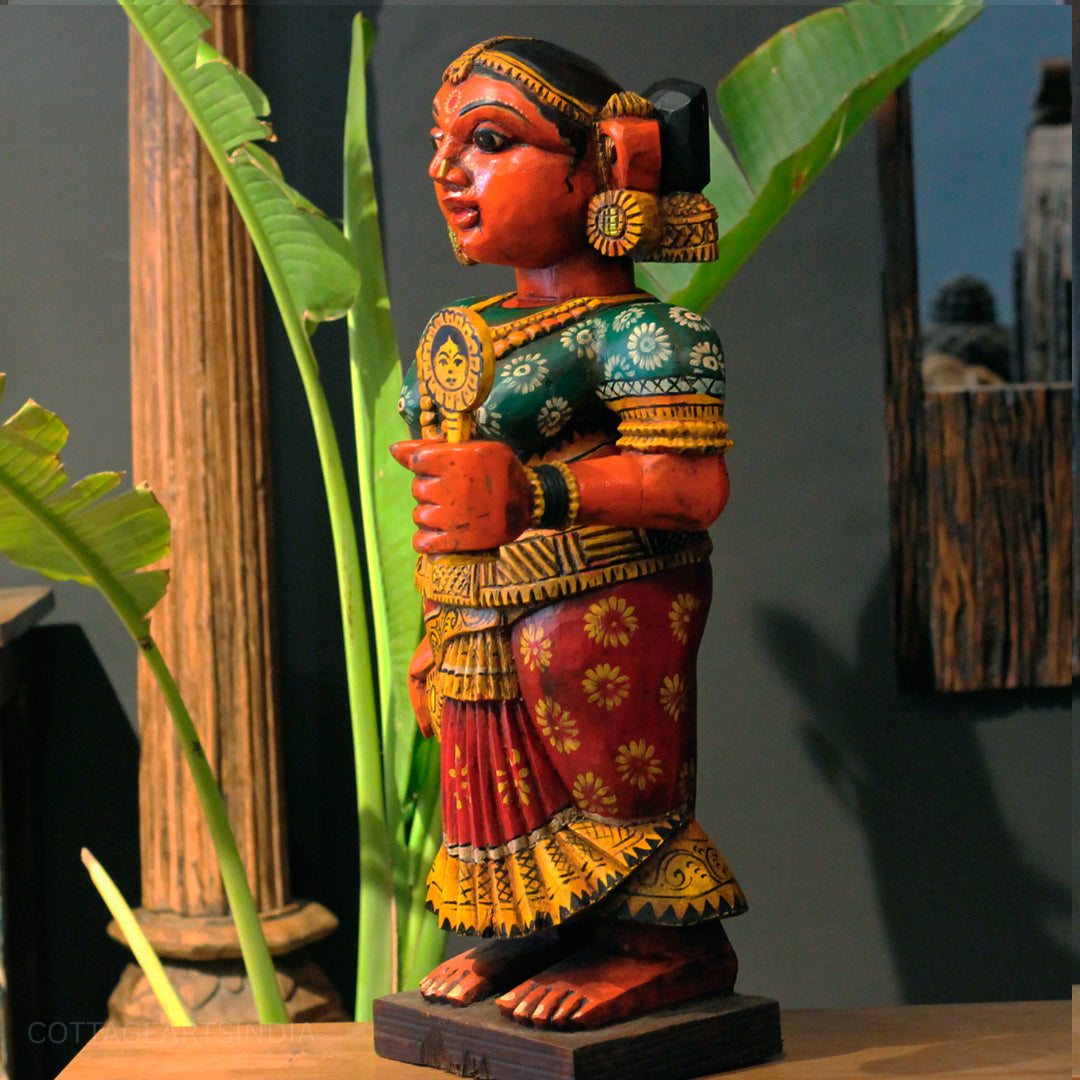 Karnataka Heritage Chikku Sculpture in Handcrafted Mahogany Wood