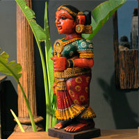 Karnataka Heritage Chikku Sculpture in Handcrafted Mahogany Wood