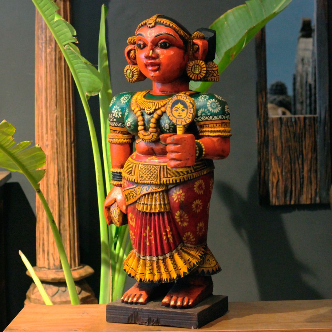 Karnataka Heritage Chikku Sculpture in Handcrafted Mahogany Wood