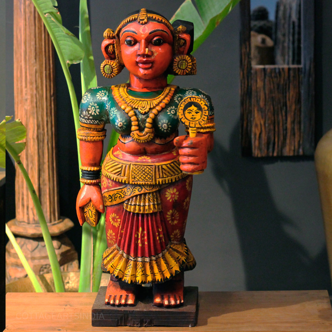 Karnataka Heritage Chikku Sculpture in Handcrafted Mahogany Wood