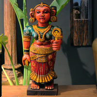Karnataka Heritage Chikku Sculpture in Handcrafted Mahogany Wood