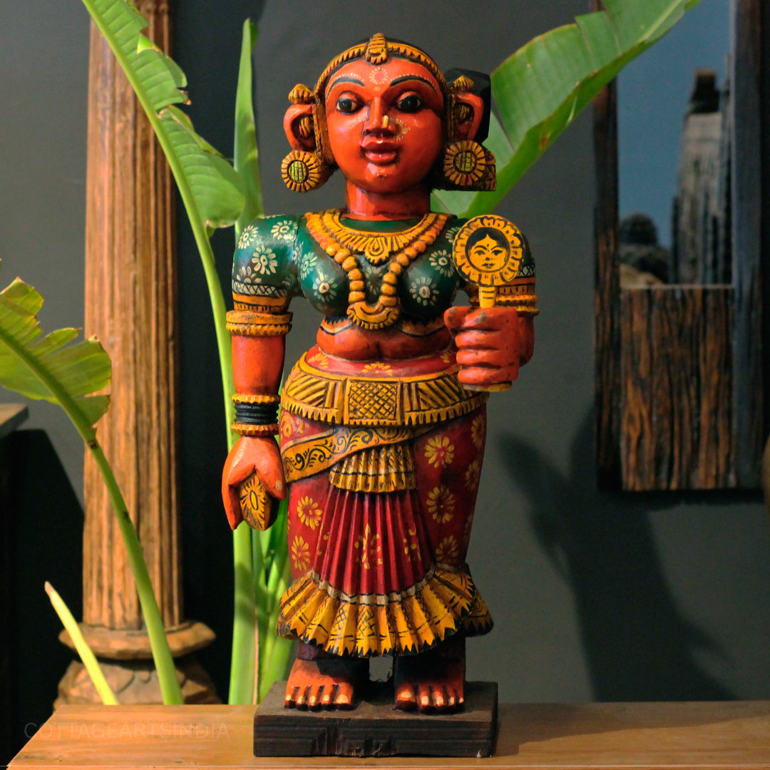 Karnataka Heritage Chikku Sculpture in Handcrafted Mahogany Wood
