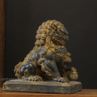 Handcrafted Stone Fu Dog – Chinese Guardian Lion Sculpture-Pair