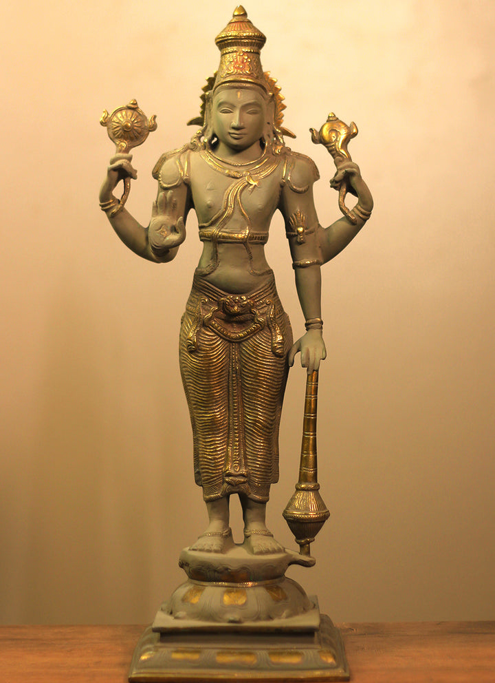 Brass Vishnu Rustic  Finish 21"