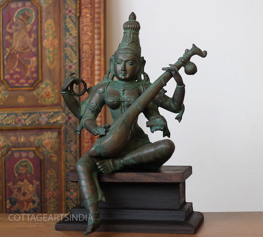 Brass Saraswati Bronze Finish