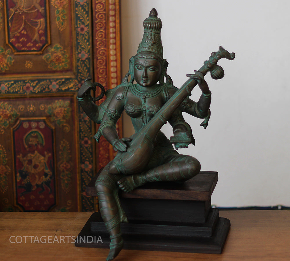 Brass Saraswati Bronze Finish