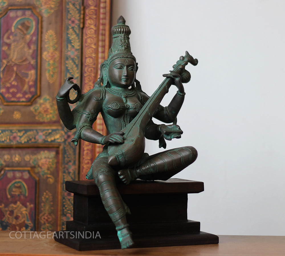 Brass Saraswati Bronze Finish