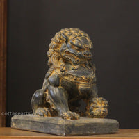Handcrafted Stone Fu Dog – Chinese Guardian Lion Sculpture-Pair