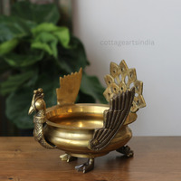 Handcrafted Brass Peacock Urli Bowl