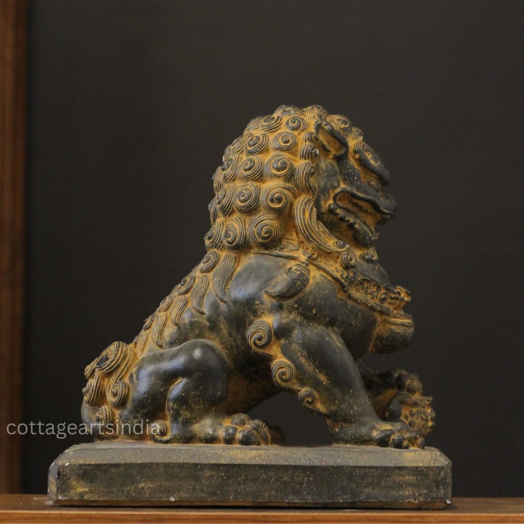 Handcrafted Stone Fu Dog – Chinese Guardian Lion Sculpture-Pair