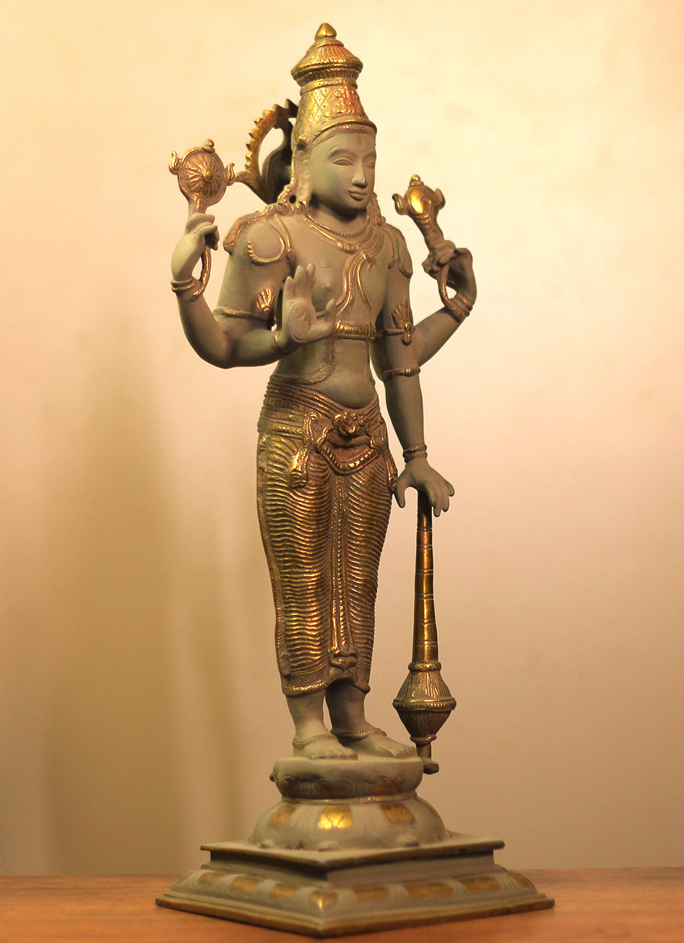 Brass Vishnu Rustic  Finish 21"