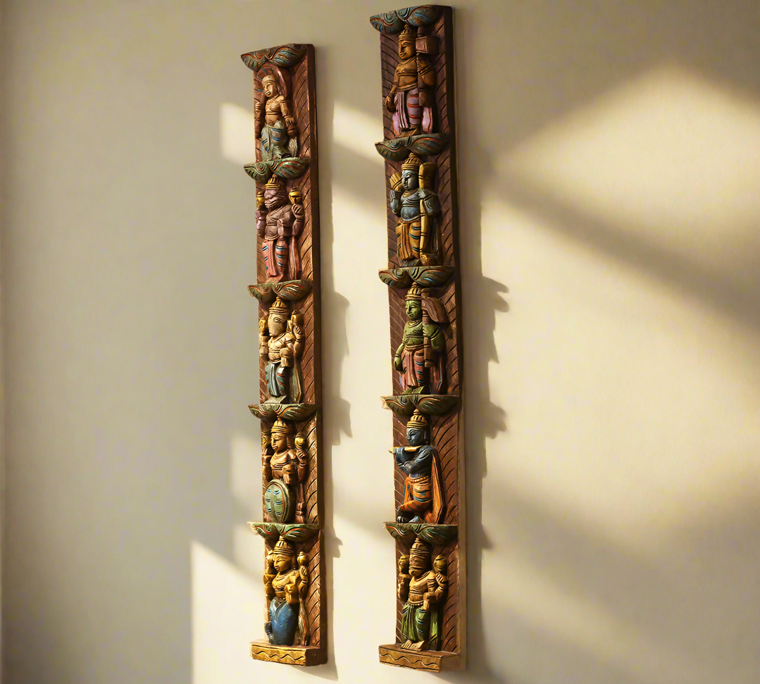 Wooden Wall Panel Dasavthar 36"-Set of 2