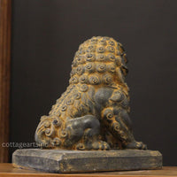 Handcrafted Stone Fu Dog – Chinese Guardian Lion Sculpture-Pair
