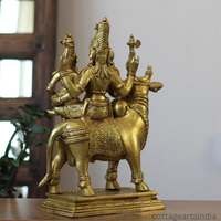 Brass Shiva Parvati on Bull 16"