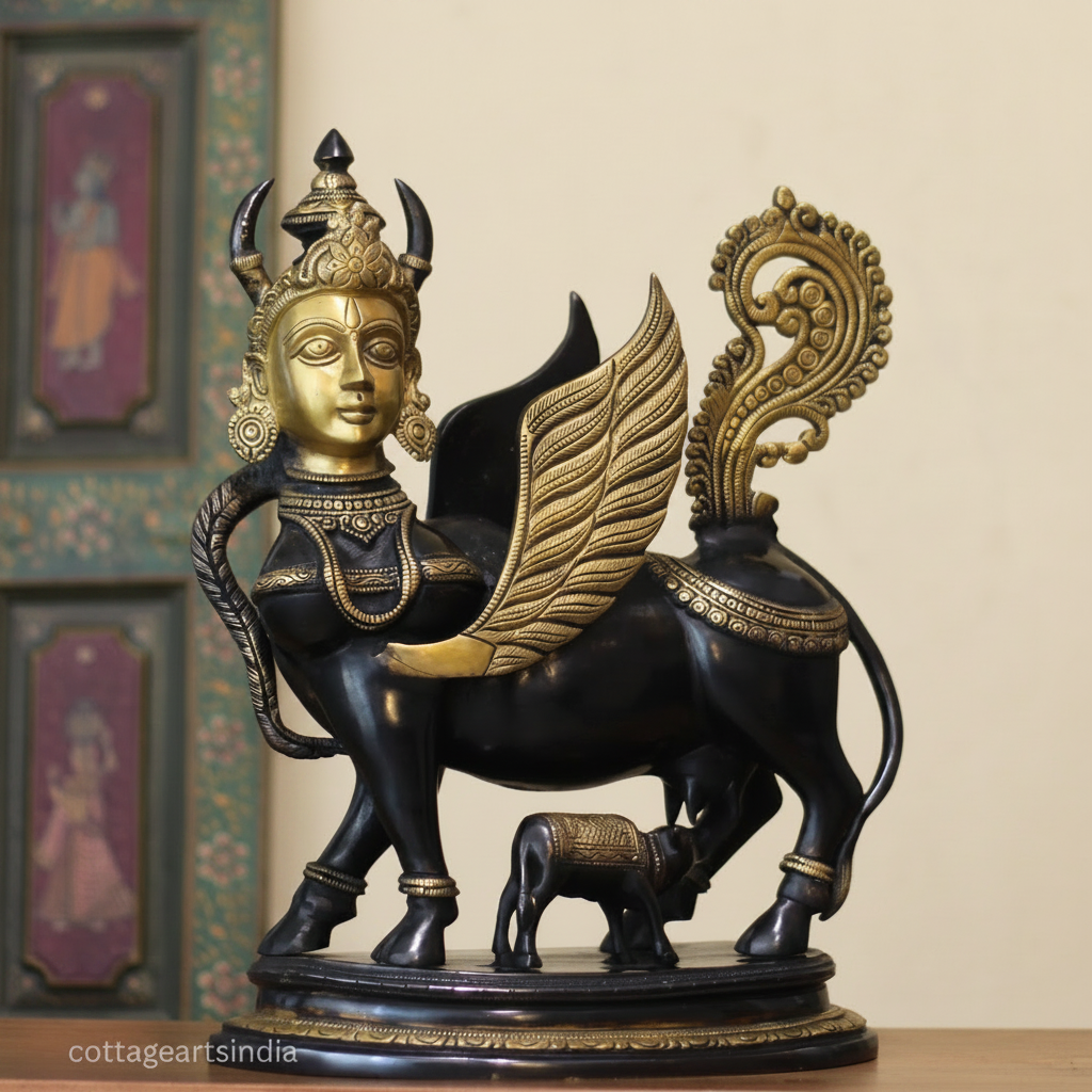 Brass Kamdhenu Superfine 17" Black and Gold Finish