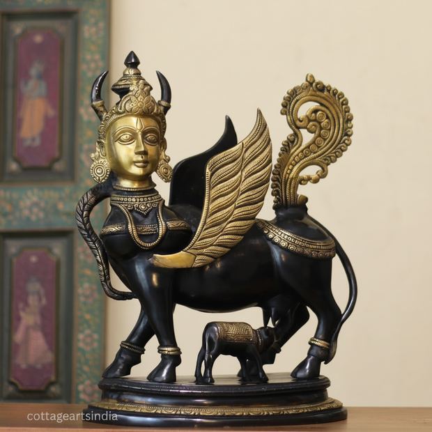 Brass Kamdhenu Superfine 17" Black and Gold Finish