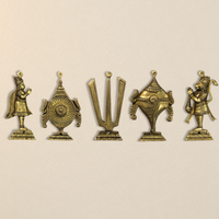 Brass Hanuman Shankha Chakra Namam Garuda Wall Décor Set of 5