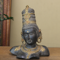 Parvati Bust in Matte Black and Rustic Gold Finish