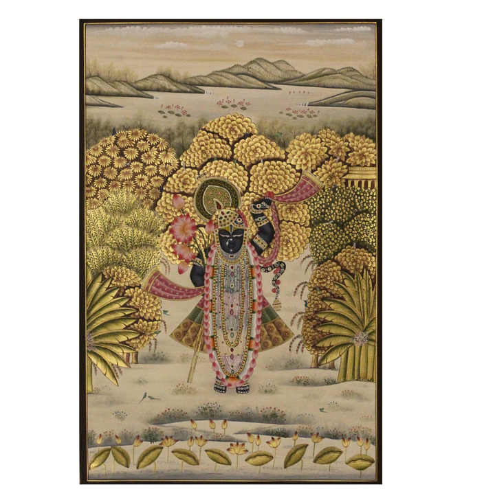 Shrinathji Pichwai Painting – Golden Vrindavan