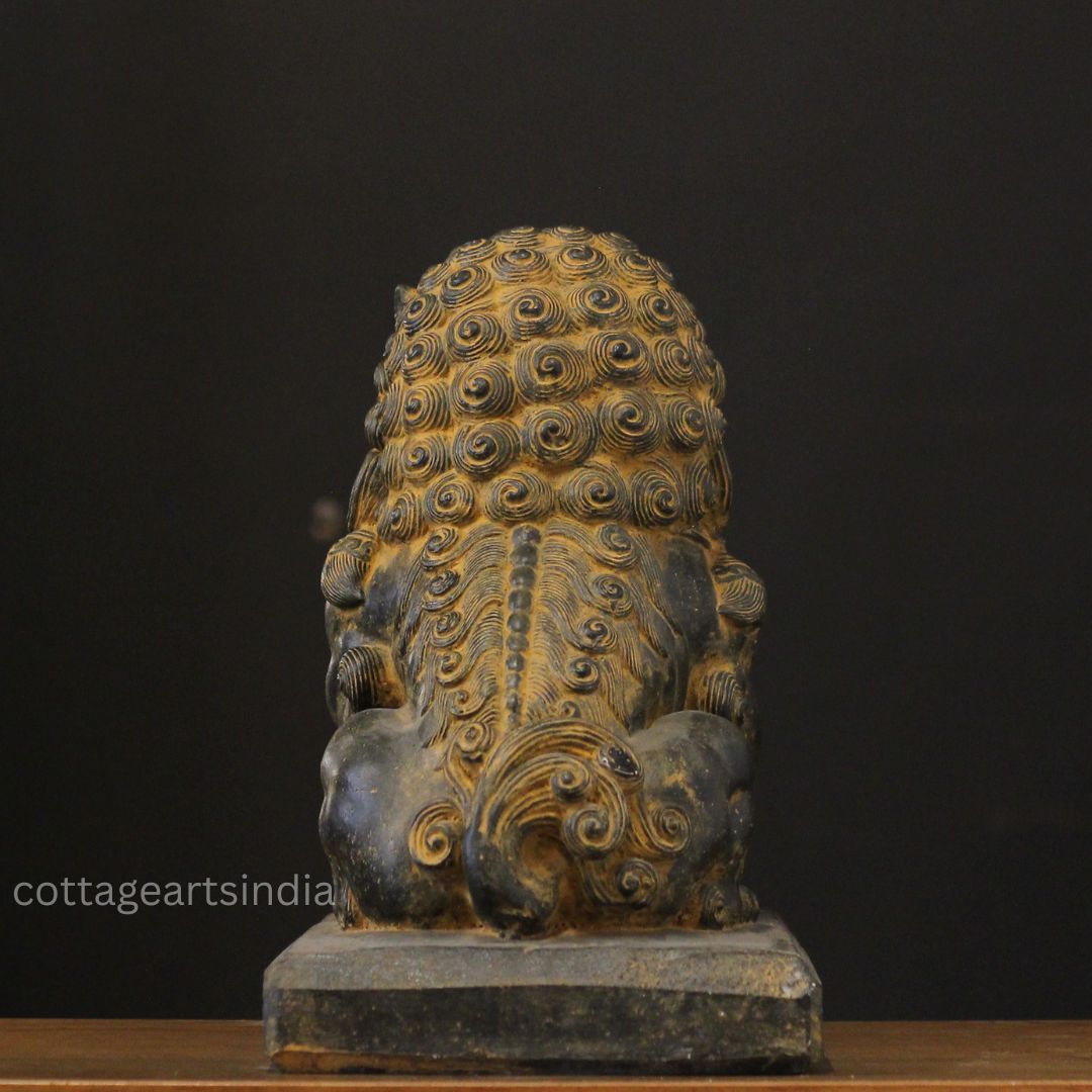 Handcrafted Stone Fu Dog – Chinese Guardian Lion Sculpture-Pair