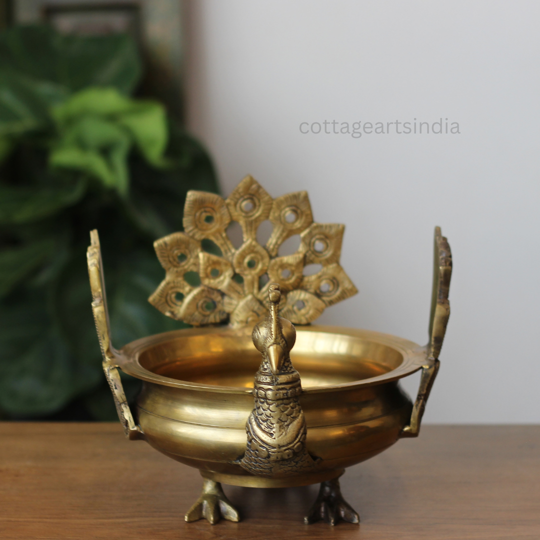 Handcrafted Brass Peacock Urli Bowl