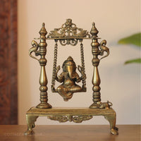 Handcrafted Brass Ganesha Idol on Swing | Traditional Jhula Statue
