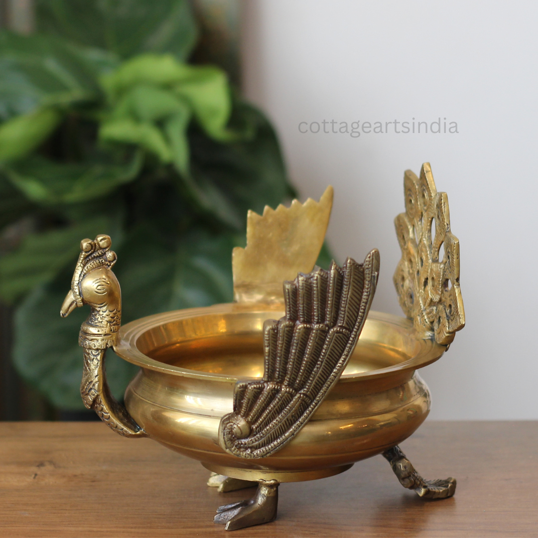Handcrafted Brass Peacock Urli Bowl