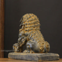 Handcrafted Stone Fu Dog – Chinese Guardian Lion Sculpture-Pair