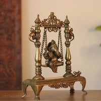 Handcrafted Brass Ganesha Idol on Swing | Traditional Jhula Statue
