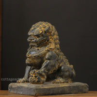 Handcrafted Stone Fu Dog – Chinese Guardian Lion Sculpture-Pair