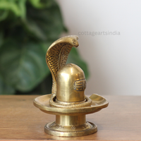Handcrafted Brass Shiva Lingam with Naga