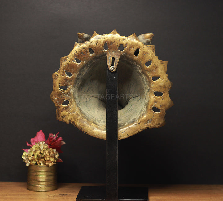 Brass Vintage Finish Varaha Mask on Stand
