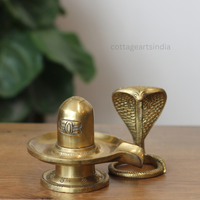 Handcrafted Brass Shiva Lingam with Naga