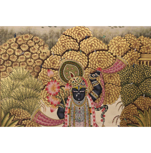 Shrinathji Pichwai Painting – Golden Vrindavan