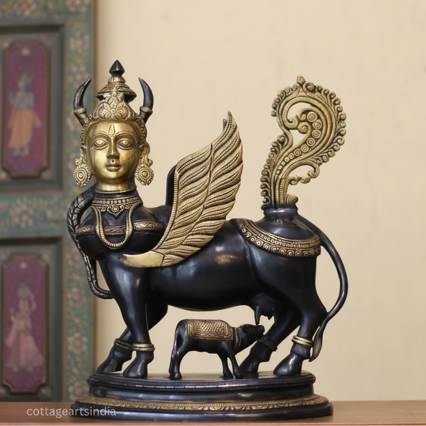 Brass Kamdhenu Superfine 17" Black and Gold Finish